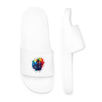 Boxing Gloves - Colorful Design Artistic Boxer - Men’s Pool Sliders - white - Front