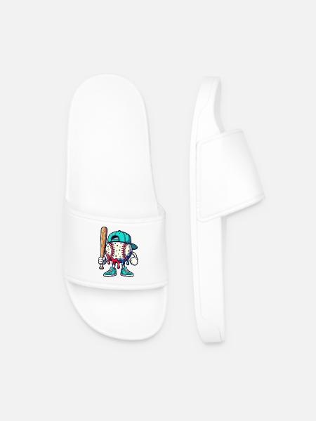 Schmelzendes Baseball-Maskottchen mit Schläger - Männer Badelatschen - Weiß