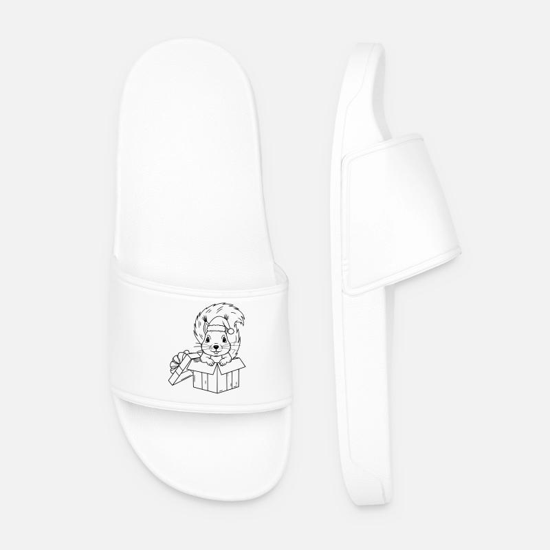 Süßes Weihnachts-Eichhörnchen in Geschenkbox - Männer Badelatschen - Weiß