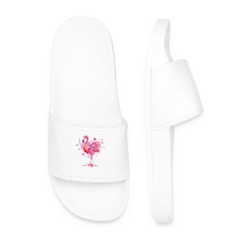 Flamingo Herzmotiv Rosa Palette - Männer Badelatschen - Weiß - Vorne