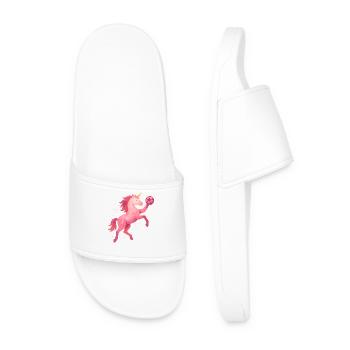 Aquarelle licorne Handball, Cheval rose, Fille - Claquettes Homme - blanc - Devant