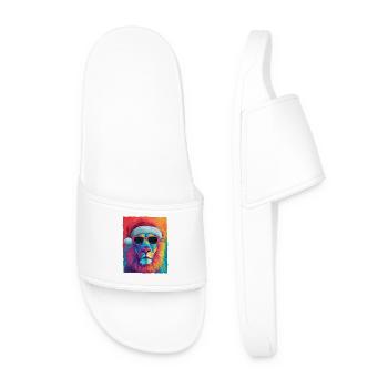 Lion Christmas Portrait - Men’s Pool Sliders - white - Front