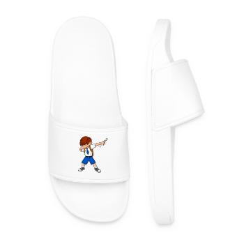 Dabbing Graduation Kid Diploma School Student - Men’s Pool Sliders - white - Front