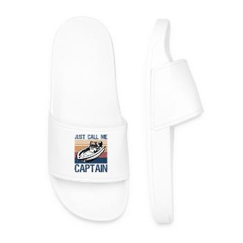Retro Vintage Boat Just Call Me Captain - Men’s Pool Sliders - white - Front