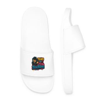 Team des Bräutigams, Graffiti JGA Shirt - Männer Badelatschen - Weiß - Vorne