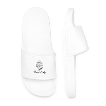 Tropical Leaf Plant Lady - Men’s Pool Sliders - white - Front