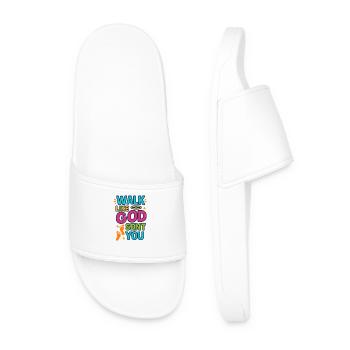 Walk Like God Sent You, Christian Quote  - Men’s Pool Sliders - white - Front
