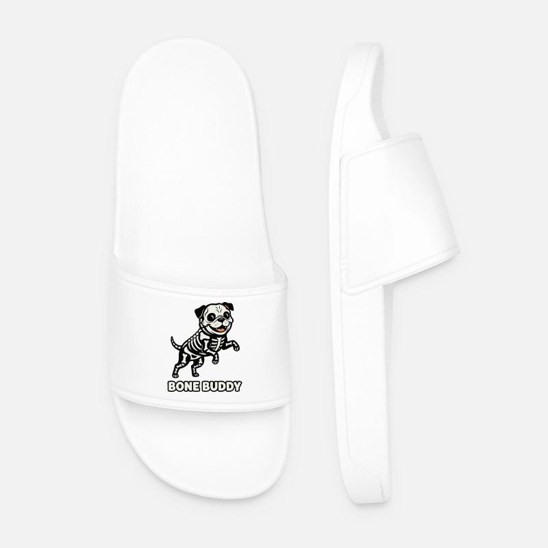 Chien Bone Buddy - Claquettes Homme - blanc