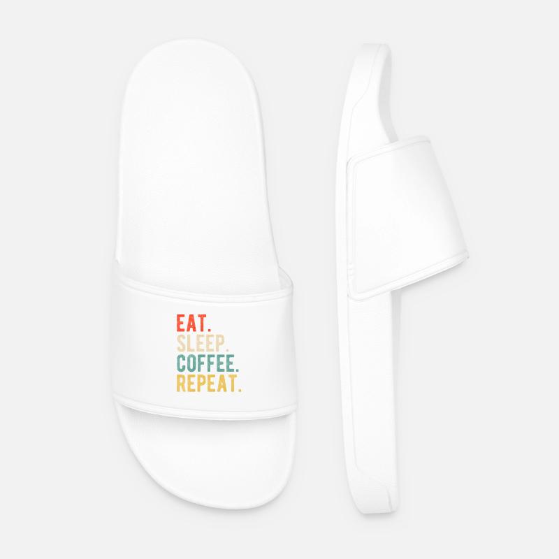 Eat Sleep Coffee Repeat Retro Kaffeeliebe - Männer Badelatschen - Weiß