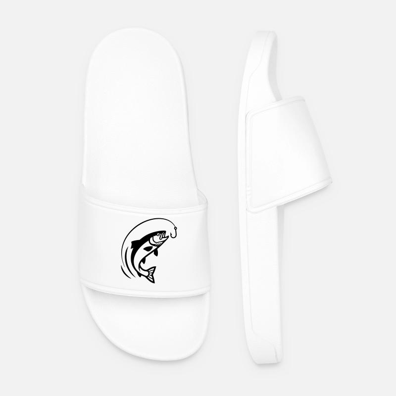Jumping Fish Hook Bite Action - Men’s Pool Sliders - white