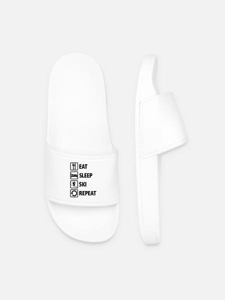 Eat Sleep Ski Repeat - Ski - Ski - Men’s Pool Sliders - white