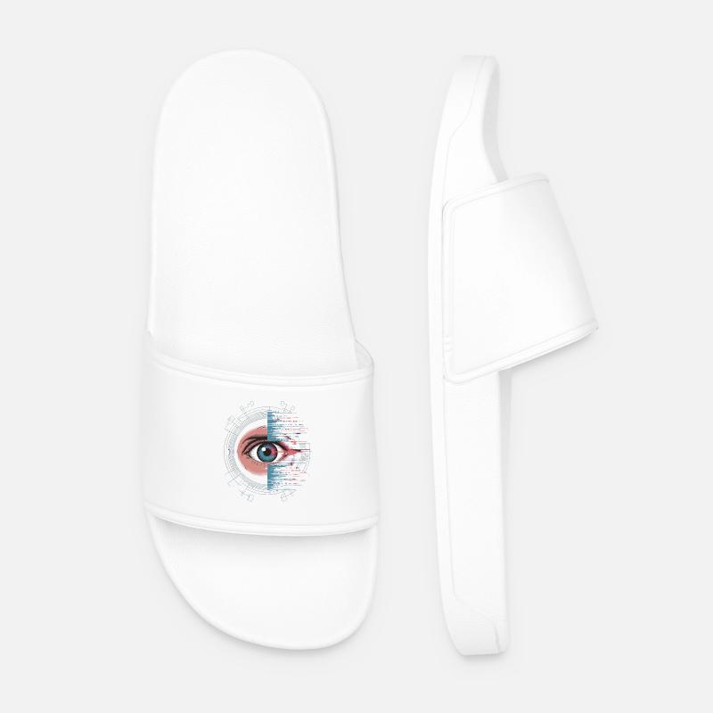 Futuristic eye with glitch effect - Men’s Pool Sliders - white