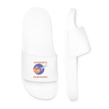Funny Left Handed Scissors Southpaw Graphic - Men’s Pool Sliders - white - Front