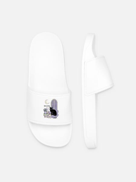 Gentle Goth Cozy Goth Cat - Men’s Pool Sliders - white