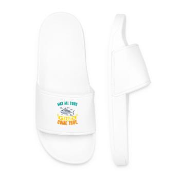Angler Gift Funny Fishing Fisherman Fishing - Men’s Pool Sliders - white - Front