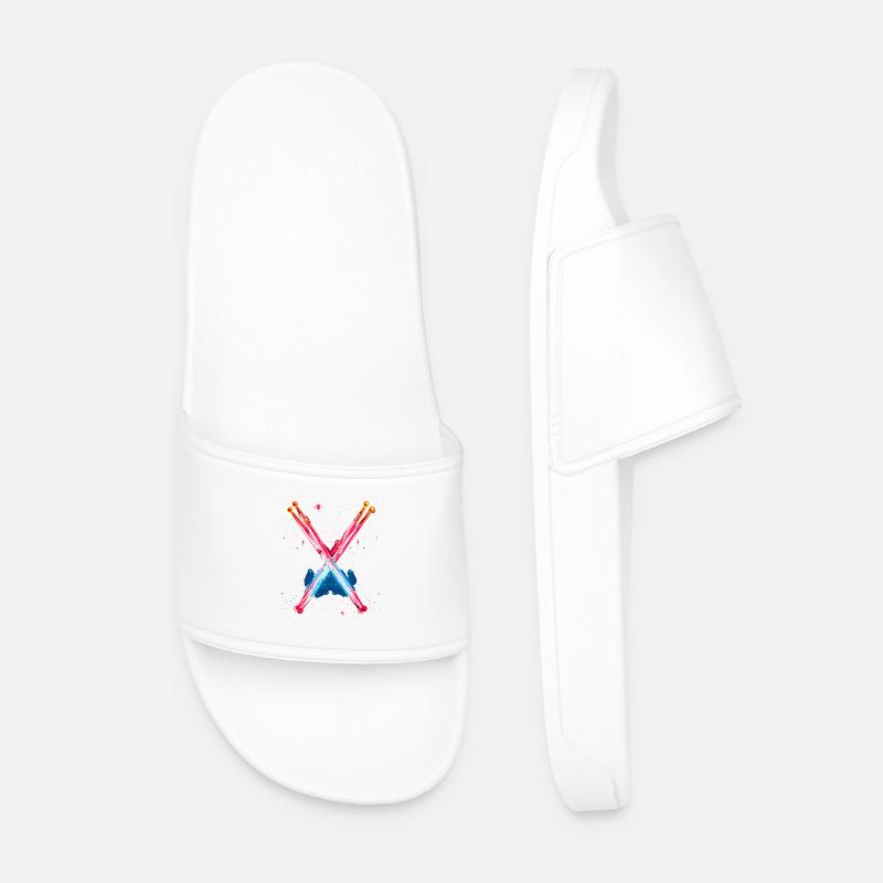 Drums Retrowave - Men’s Pool Sliders - white