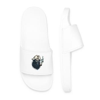 Captain Skull Sailor Nautical Sea Lake Boat - Men’s Pool Sliders - white - Front