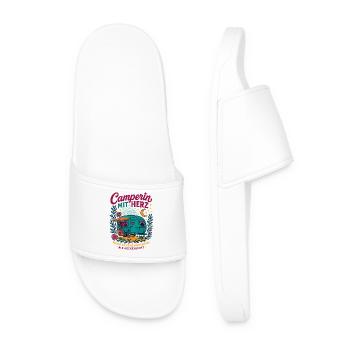 Camper with heart, caravan love nature - Men’s Pool Sliders - white - Front