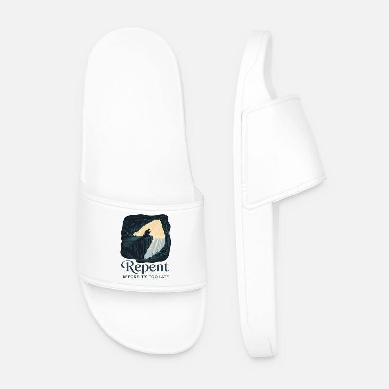 Repent Before It's Too Late - Men’s Pool Sliders - white