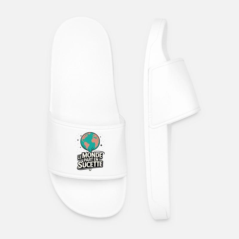 The World Goes Lollipop Globe Pop - Men’s Pool Sliders - white