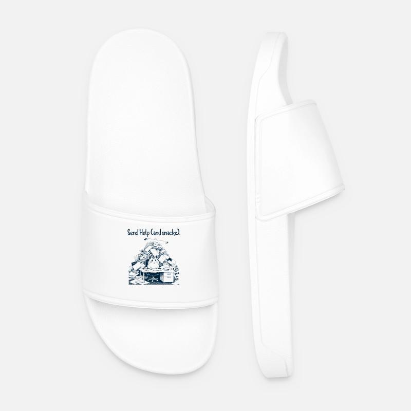 Hamster - Send Help and Snacks - Men’s Pool Sliders - white