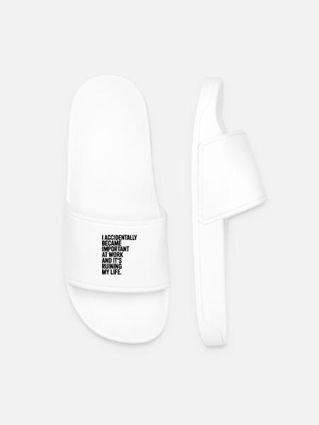 Bold Inspirational Quote on Life - Men’s Pool Sliders - white