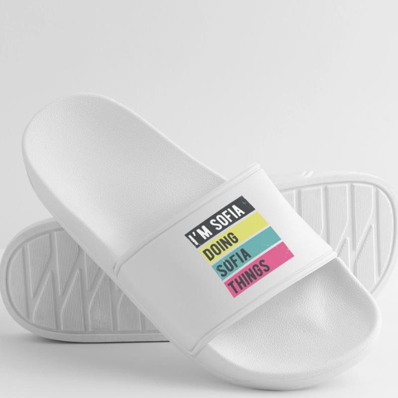 I’m Sofia Doing Sofia Things Retro Colors Men’s Pool Sliders