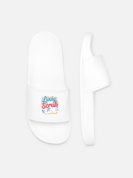 Living the Scrub Life - Men’s Pool Sliders - white