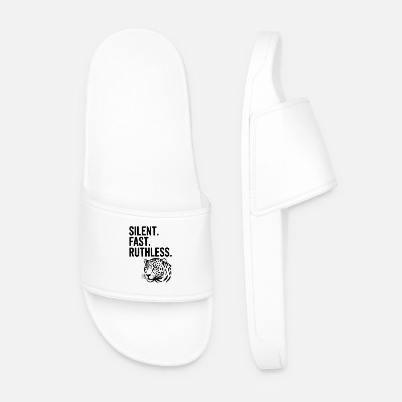 Silent. Fast. Ruthless. - Men’s Pool Sliders - white