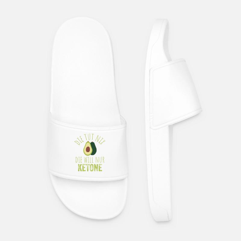 Avocado Keto Saying Tea - Men’s Pool Sliders - white