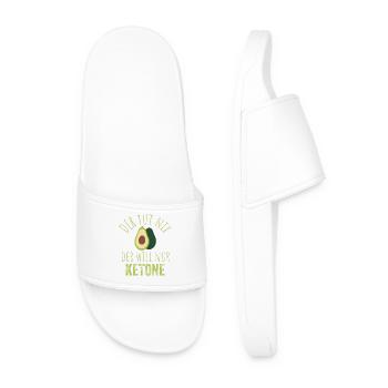 Avocado Keto Saying Image - Men’s Pool Sliders - white - Front