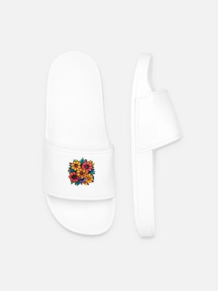 Vibrante Blumenfarben Design - Männer Badelatschen - Weiß