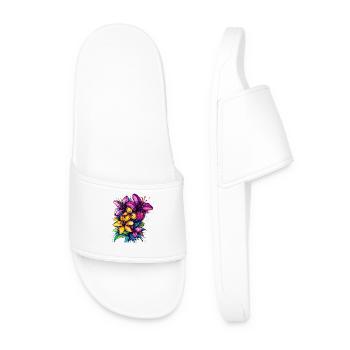 Colour explosion of tropical flowers - Men’s Pool Sliders - white - Front