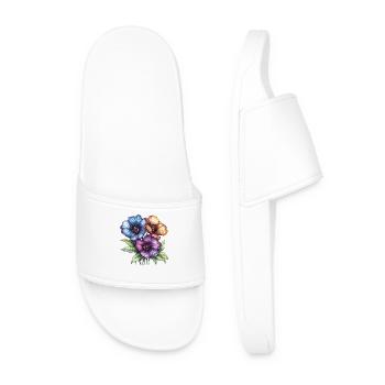 Colourful Flowers Trio - Men’s Pool Sliders - white - Front