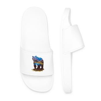 Wander Bear Mountains Lake Conception rétro de la nature - Claquettes Homme - blanc - Devant