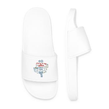 Ill Be In My Office Crochet Corner Funny Crochet - Men’s Pool Sliders - white - Front