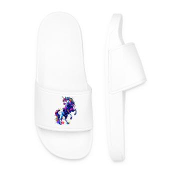 Licorne arc-en-ciel avec sweat à capuche et lunettes de soleil - Claquettes Homme - blanc - Devant