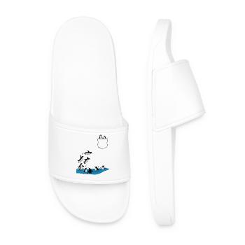 Pinguin Sprung ins Wasser Pocket Design - Männer Badelatschen - Weiß - Vorne