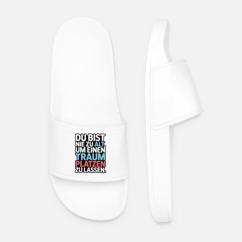 Never Too Old Dream Burst Design - Men’s Pool Sliders - white