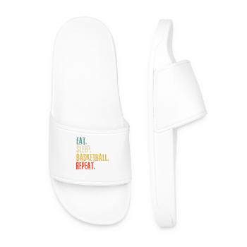 Eat Sleep Basketball Repeat Retro Vintage - Men’s Pool Sliders - white - Front