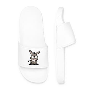 Angry Donkey Cartoon - Men’s Pool Sliders - white - Front