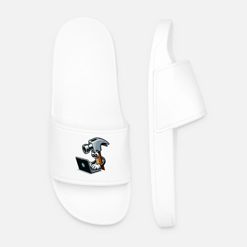 HammerCode: Werkzeug trifft Bits - Männer Badelatschen - Weiß