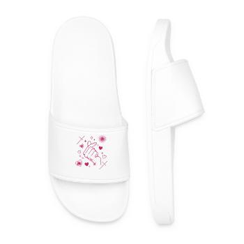 Kpop Musique coréenne Doigts mignons Cœur Amour Corée - Claquettes Homme - blanc - Devant