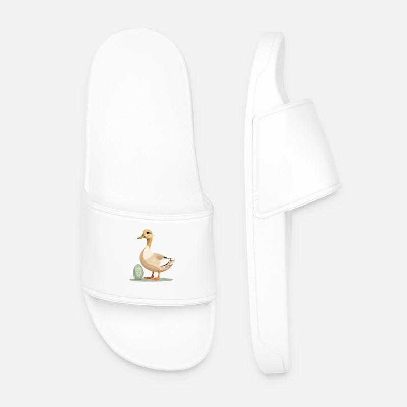 Spring duck with Easter egg - Men’s Pool Sliders - white
