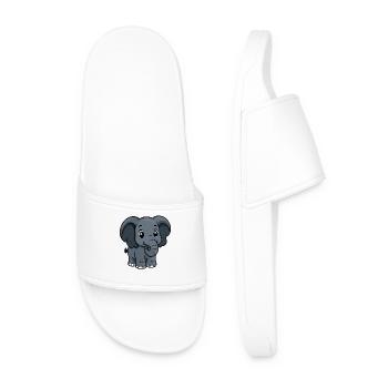Cuddly Elephant Friend Cartoon - Men’s Pool Sliders - white - Front