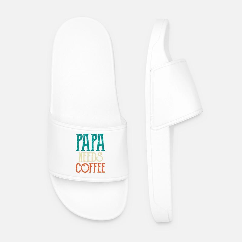 Papa Needs Coffee - Men’s Pool Sliders - white