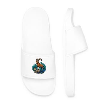 Ibex on mountain meadow - Men’s Pool Sliders - white - Front