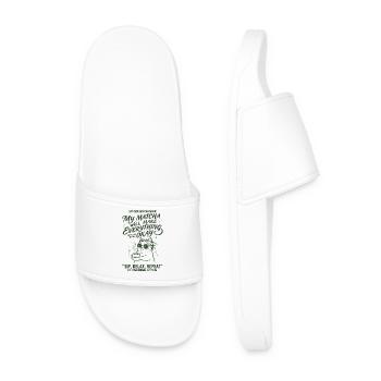 Cat Cafe Matcha Magic My Matcha Will Make - Men’s Pool Sliders - white - Front