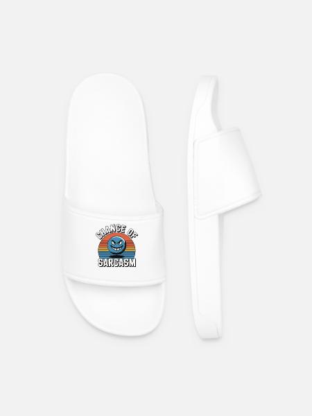 Chance of Sarcasm - Retro Grin - Men’s Pool Sliders - white