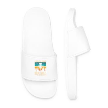 Disc Golf - Life is a Game Disc Golf Is Serious - Men’s Pool Sliders - white - Front